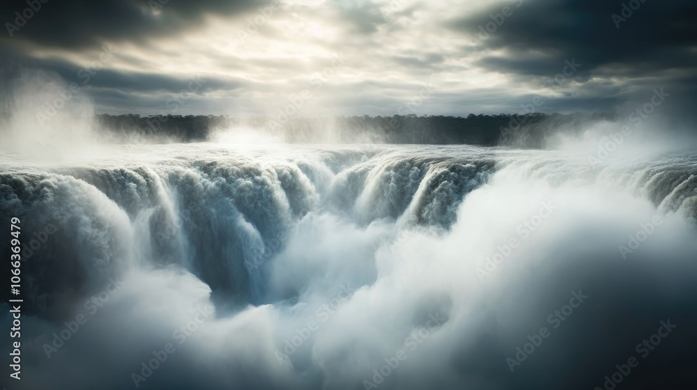 Obraz premium Spectacular perspective of Iguazu Falls recognized as one of the Natural Seven Wonders of the World
