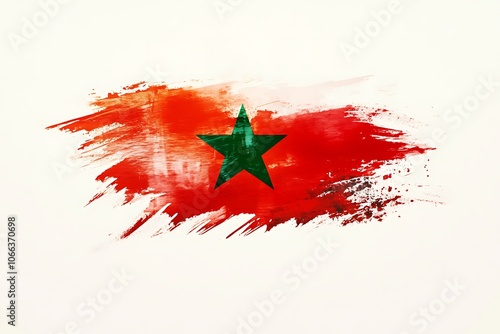 Morocco Flag painted on grunge wall-3D illustration