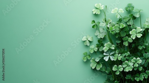 Shamrocks against a green backdrop symbolize the celebration of St Patrick s Day