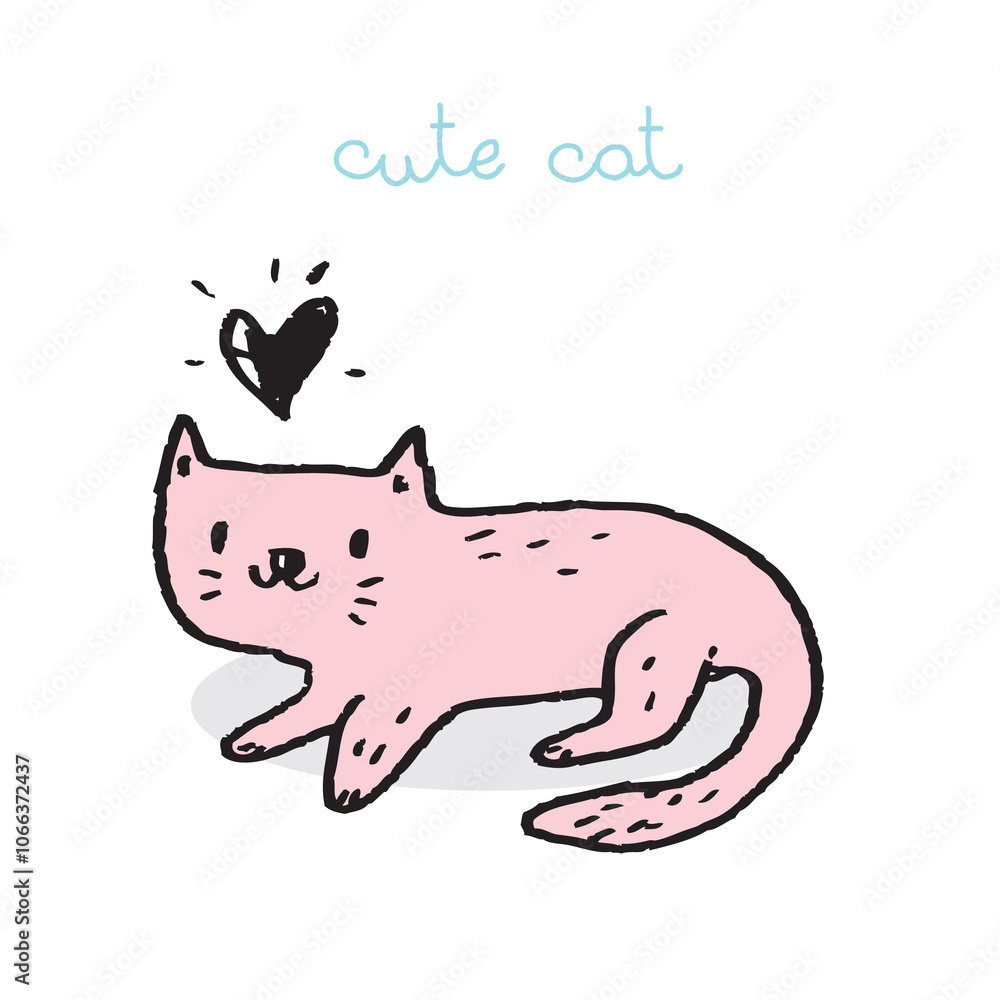 Cute cat doodle vector design,Cat hand drawn doodle cartoon,cat vector illustration for print, cute animal Cute cat doodle vector design,Cat hand drawn doodle cartoon,cat vector illustration for print, cute animal