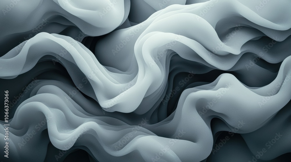Flowing abstract waves in soft grayscale tones create a serene and dynamic visual effect, AI Flowing abstract waves in soft grayscale tones create a serene and dynamic visual effect, AI