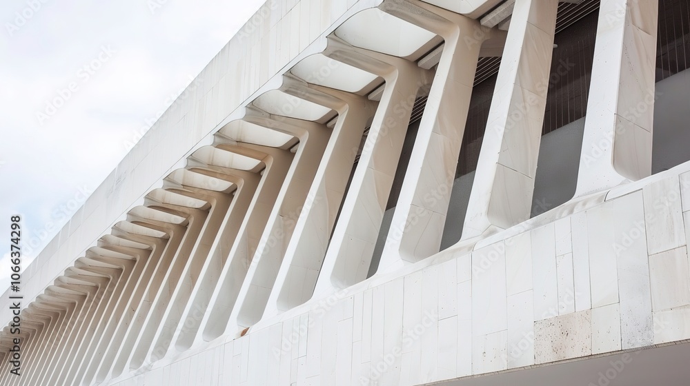 Obraz premium White Futurist Architectural Lines Texture - a sleek and modern visual. The futuristic lines create a sophisticated and dynamic scene.