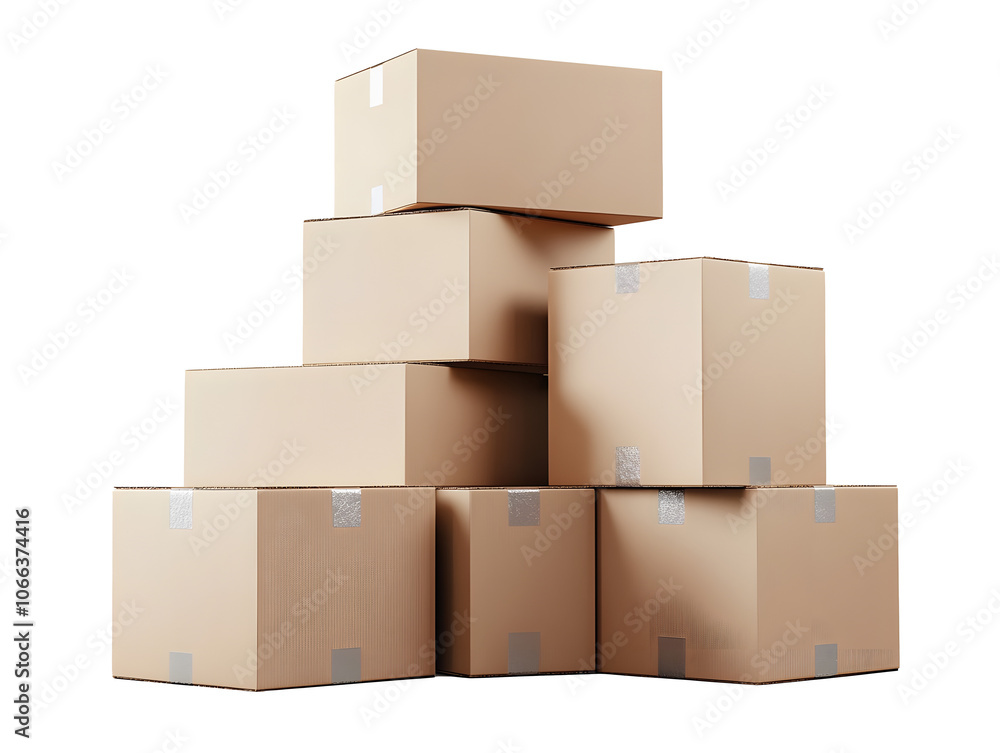stack of cardboard boxes isolated on transparent background stack of cardboard boxes isolated on transparent background