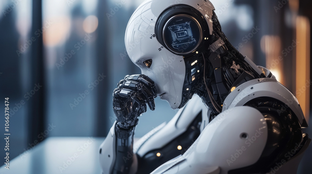 Fototapeta premium Thinking about the world of artificial intelligence.