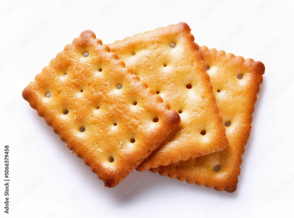 crackers biscuits on white background, three crackers crackers biscuits on white background, three crackers