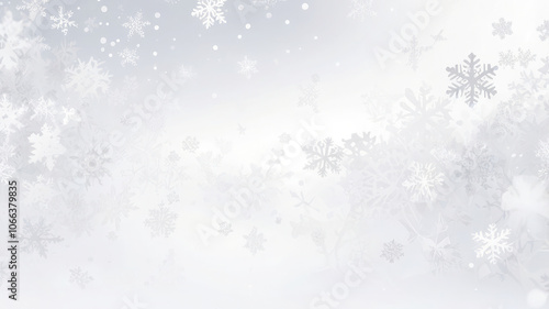 Winter wonderland snowflakes and snowfall texture on white background.