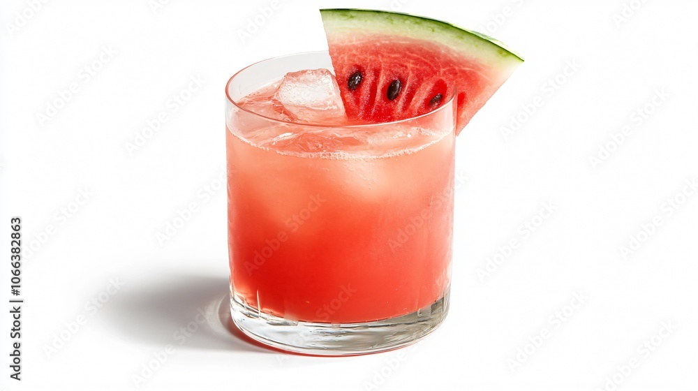 Watermelon Cocktail with Ice and Garnish Watermelon Cocktail with Ice and Garnish