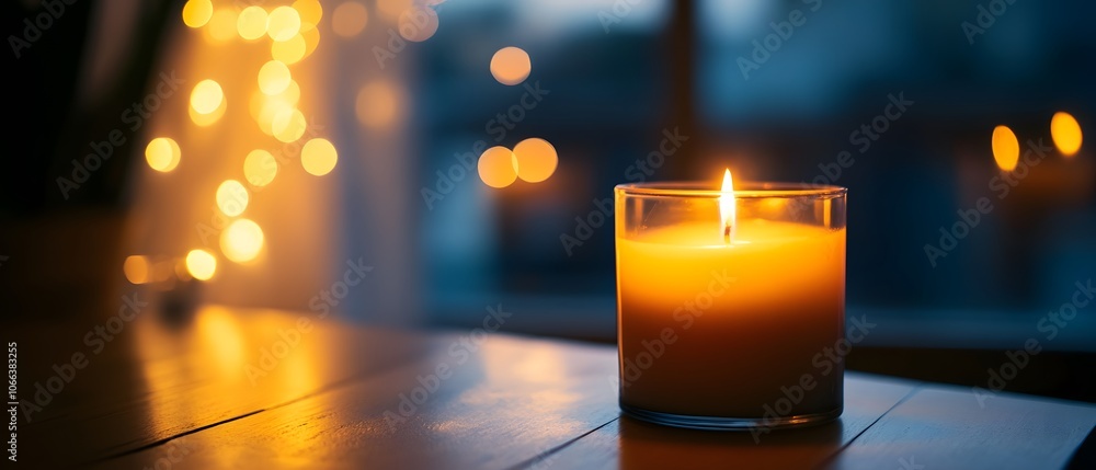 A serene candle flickers softly, casting warm light in a cozy setting, creating an inviting atmosphere perfect for relaxation. A serene candle flickers softly, casting warm light in a cozy setting, creating an inviting atmosphere perfect for relaxation.