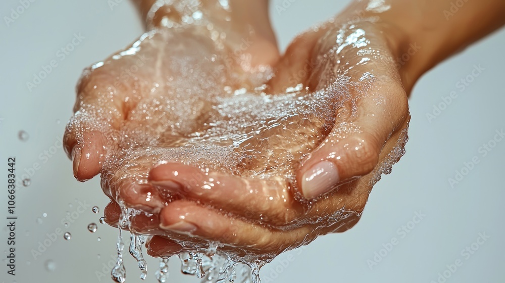 Fototapeta premium Water Flowing Between Hands in Gentle Motion