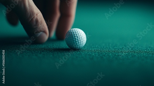 Close-Up of a Hand Adjusting a Golf Ball