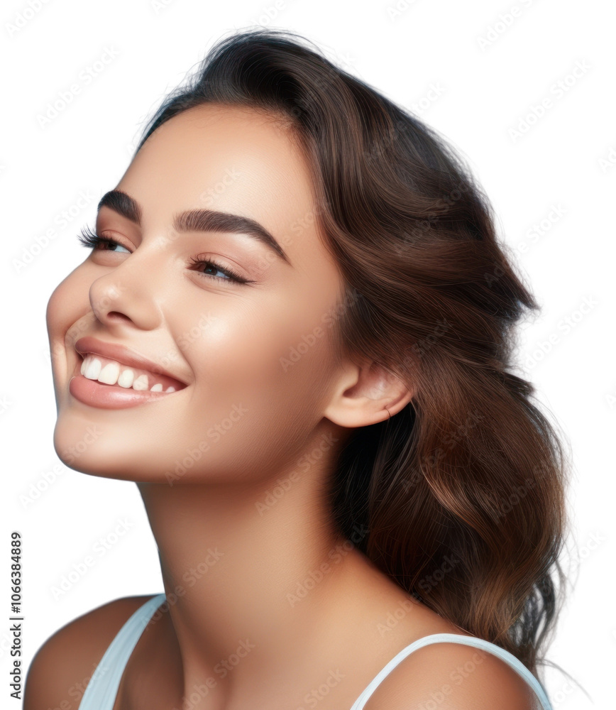PNG Portrait of a beautiful woman with a happy smile face background radiant. PNG Portrait of a beautiful woman with a happy smile face background radiant.