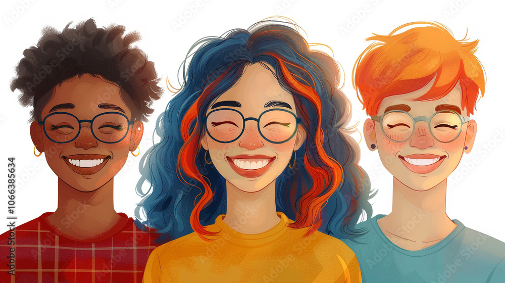 A joyful group of friends engaging in lively conversation in a vibrant vector illustration A joyful group of friends engaging in lively conversation in a vibrant vector illustration
