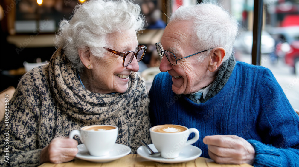 Happy Senior Couple Enjoying Coffee Together
Happy Senior Couple Enjoying Coffee Together