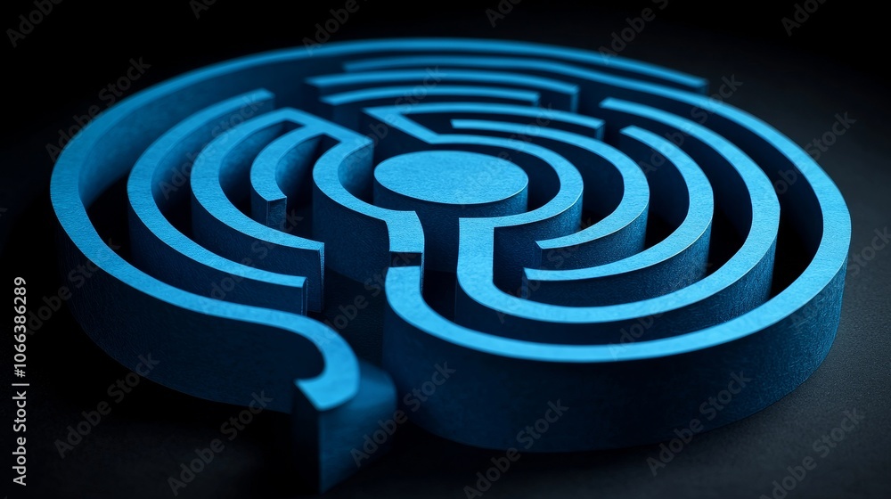 Blue Paper Cut Design of a Labyrinth Model Blue Paper Cut Design of a Labyrinth Model