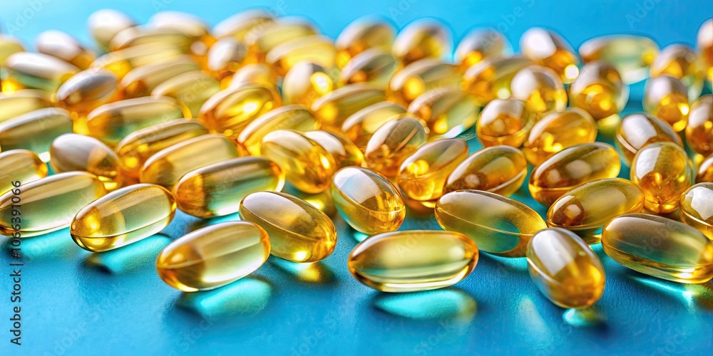 fish oil capsules arranged neatly on blue paper , healthcare, supplements, vitamins, omega-3, healthy living fish oil capsules arranged neatly on blue paper , healthcare, supplements, vitamins, omega-3, healthy living
