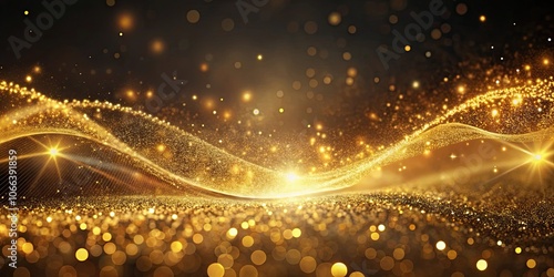 Beautiful abstract background of golden particles and waves of light, golden, particles, waves, abstract, background, beauty