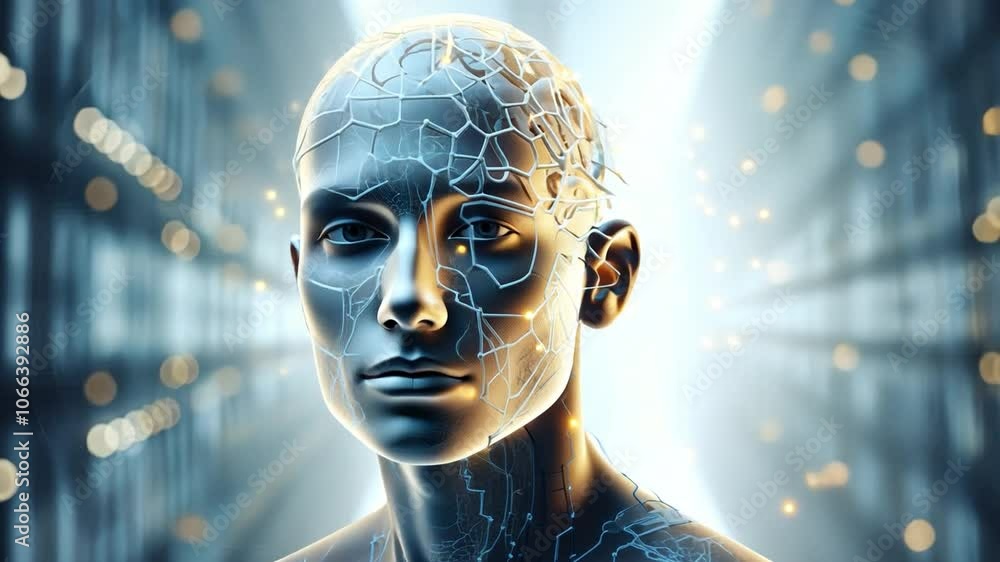 The Future is Now: A captivating portrait of an AI humanoid, their face adorned with intricate neural pathways, gazing out with an enigmatic yet reassuring expression. The Future is Now: A captivating portrait of an AI humanoid, their face adorned with intricate neural pathways, gazing out with an enigmatic yet reassuring expression.