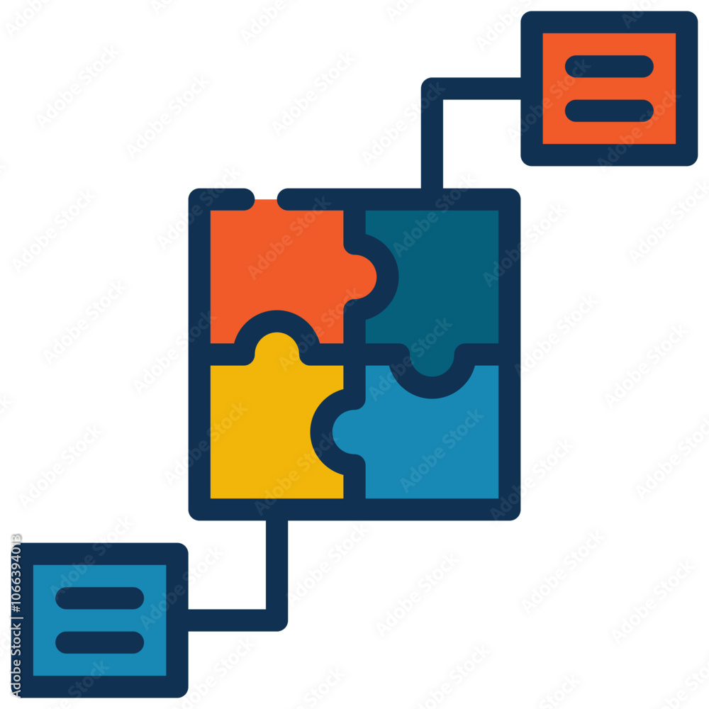 business plan innovation puzzle work flow filled outline