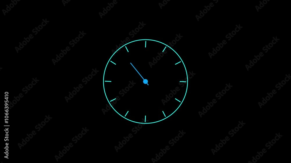 Wall Clock icon on black background, 24 hours timer clock animation . Wall Clock icon on black background, 24 hours timer clock animation .