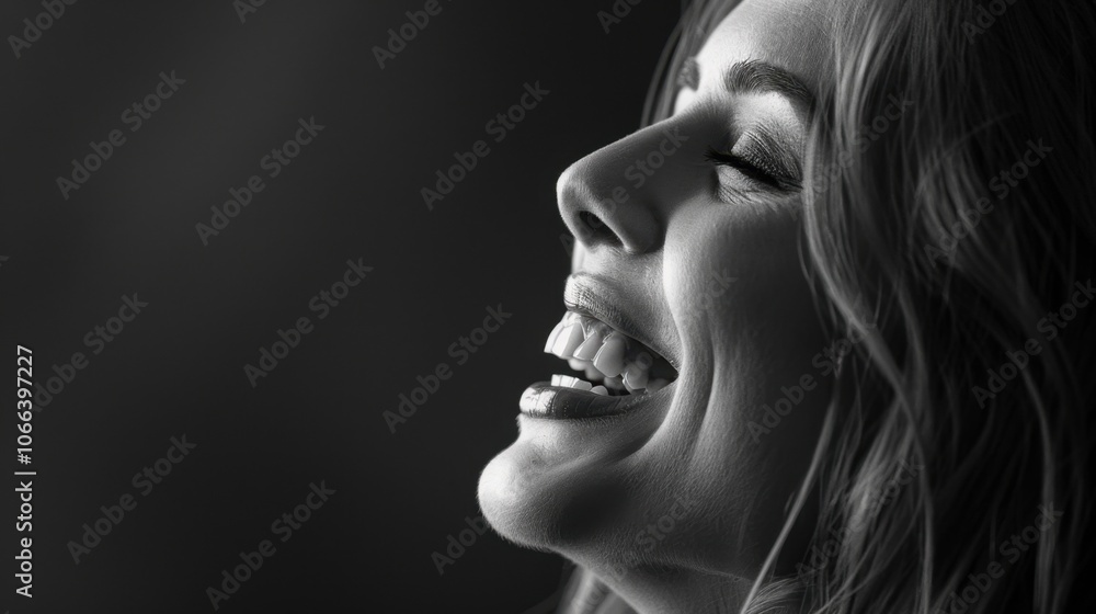 Candid Beauty: Captured in a genuine laugh, this woman showcases her natural beauty in an unposed moment, encouraging a more authentic approach to beauty. Candid Beauty: Captured in a genuine laugh, this woman showcases her natural beauty in an unposed moment, encouraging a more authentic approach to beauty.