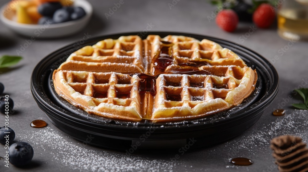 Delicious Waffles with Maple Syrup and Berries Delicious Waffles with Maple Syrup and Berries