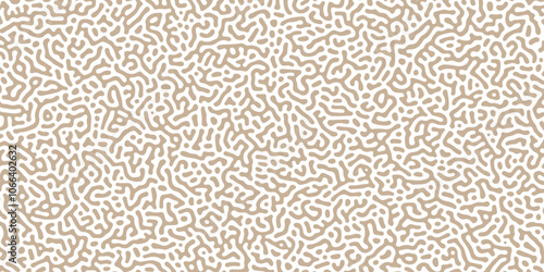 Line seamless pattern. Repeating brain pattern. Brown turning shape isolated on white background. Repeated coral lines. Organic texture. 