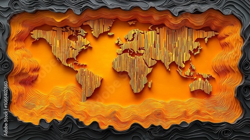 Colorful Cutout World Map Art for City Decor