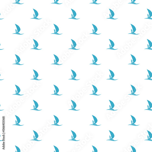 Windsurfing icon isolated seamless pattern on white background