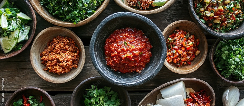 A close-up of homemade sambal on a rustic table A close-up of homemade sambal on a rustic table