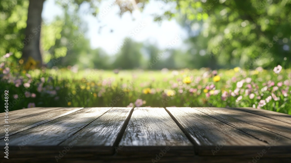 Naklejka premium wooden table and nature