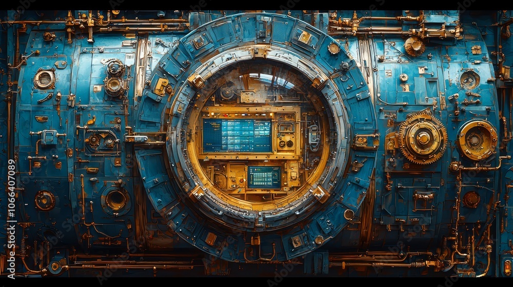 Fototapeta premium Futuristic Digital Vault with Circuitry and Display