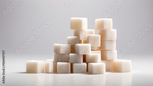 Isolated sugar cube stacks on a clear or white backdropIsolated sugar cube stacks on a clear or white backdrop photo