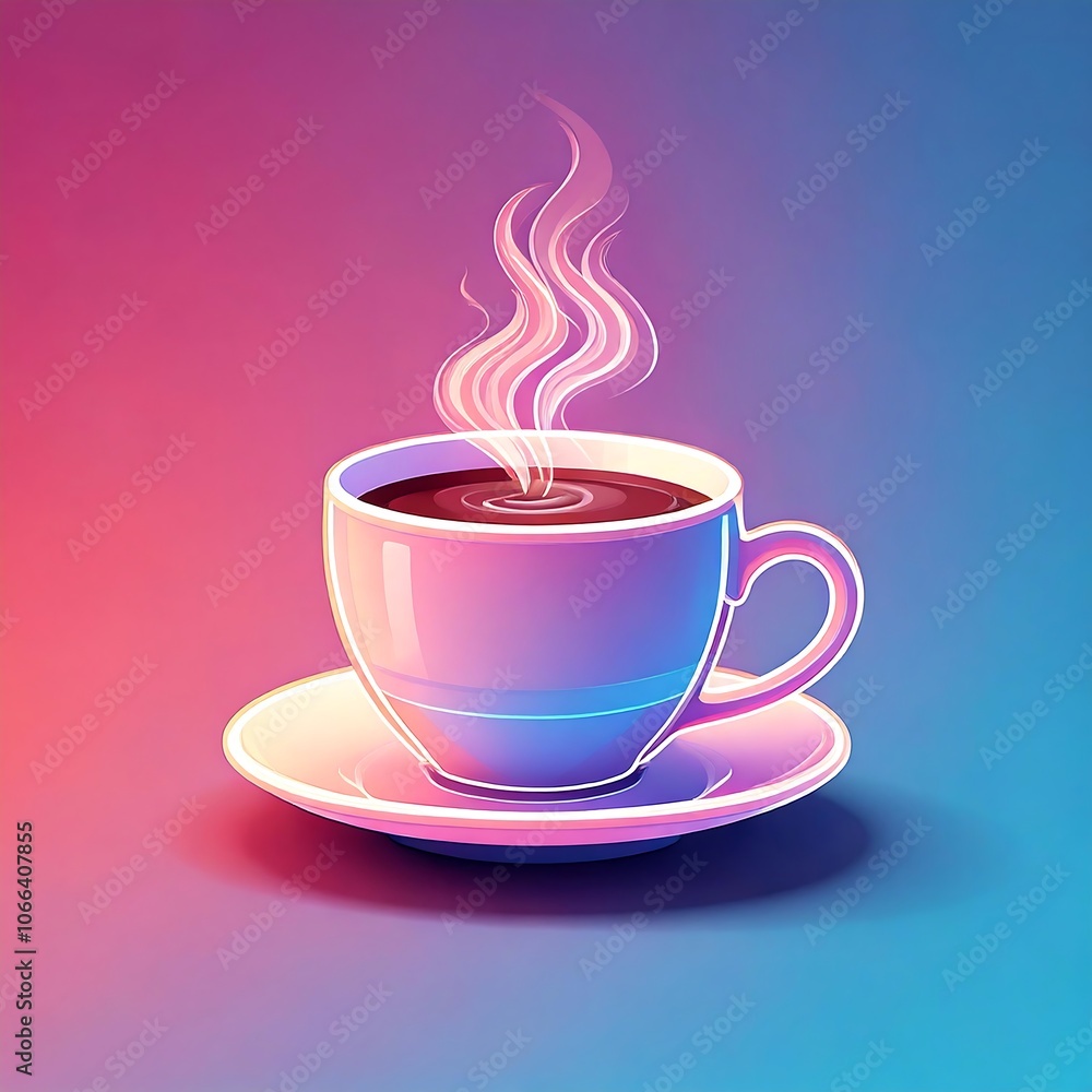 Minimalist Coffee Cup Icon with Rising Steam Minimalist Coffee Cup Icon with Rising Steam