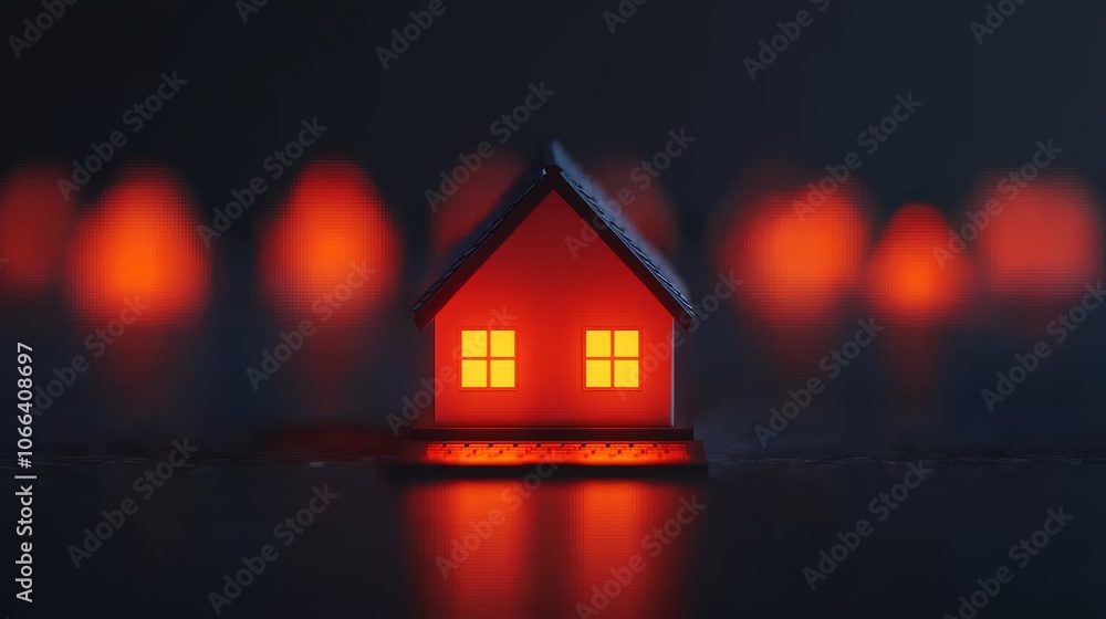 Naklejka premium Cozy Smart Home with Warm Glow and Modern Technology