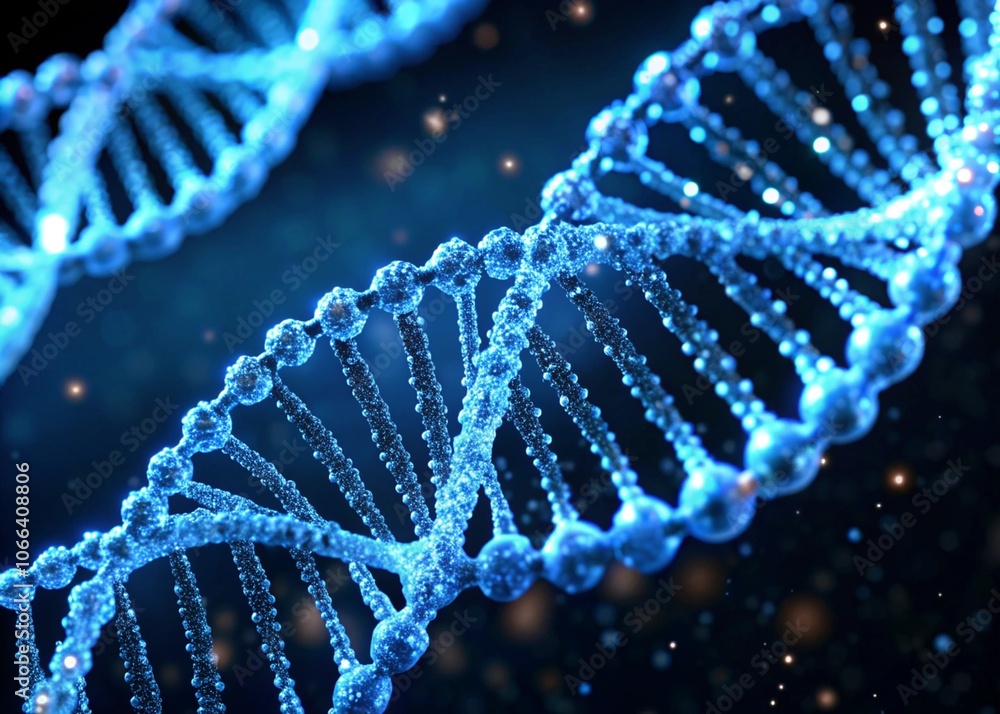DNA helix pattern on a black backdrop showing the spiral molecular structure in a 3D scientific illustration DNA helix pattern on a black backdrop showing the spiral molecular structure in a 3D scientific illustration