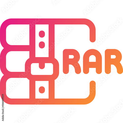 Colorful RAR file logo depicting file compression with a vibrant design blending purple and orange shades