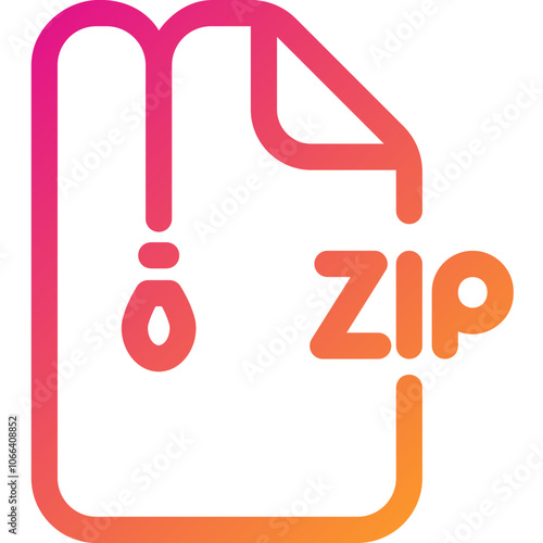 Stylized vector icon representing a zipped file format with a vibrant gradient, symbolizing data compression and storage technology