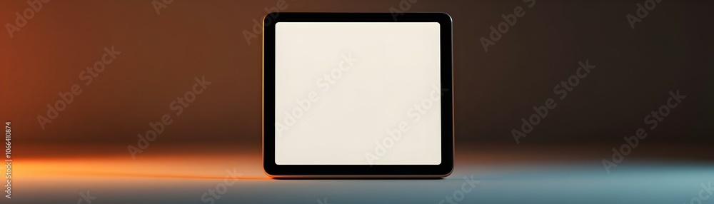 Plain background tablet blank screen ample copy space technology potential family interaction digital era stationary camera photo stock concept Plain background tablet blank screen ample copy space technology potential family interaction digital era stationary camera photo stock concept