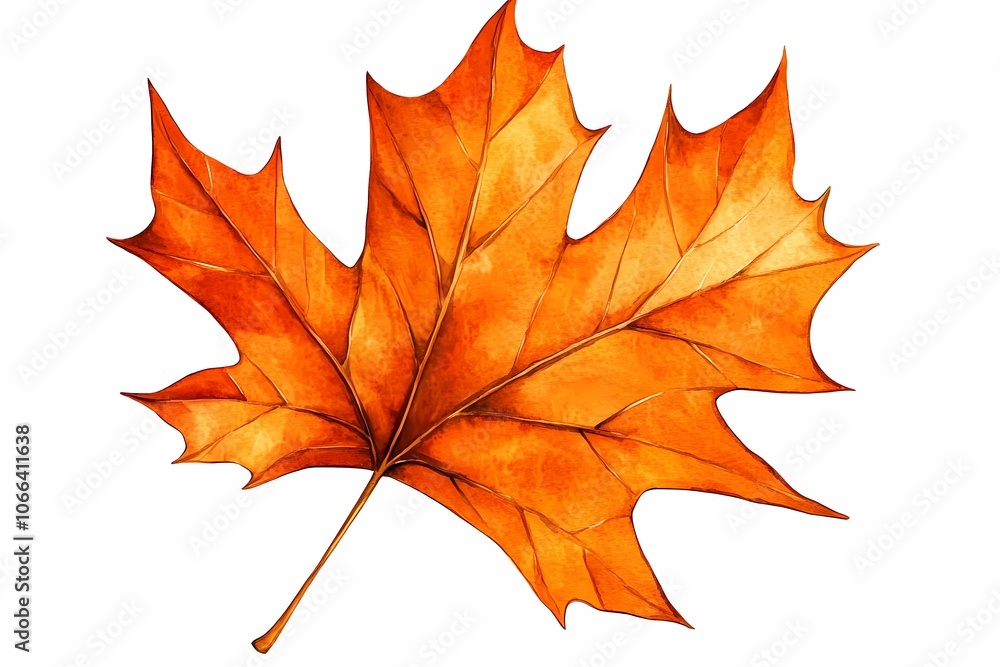 Obraz premium Golden Maple Leaf on a White Background