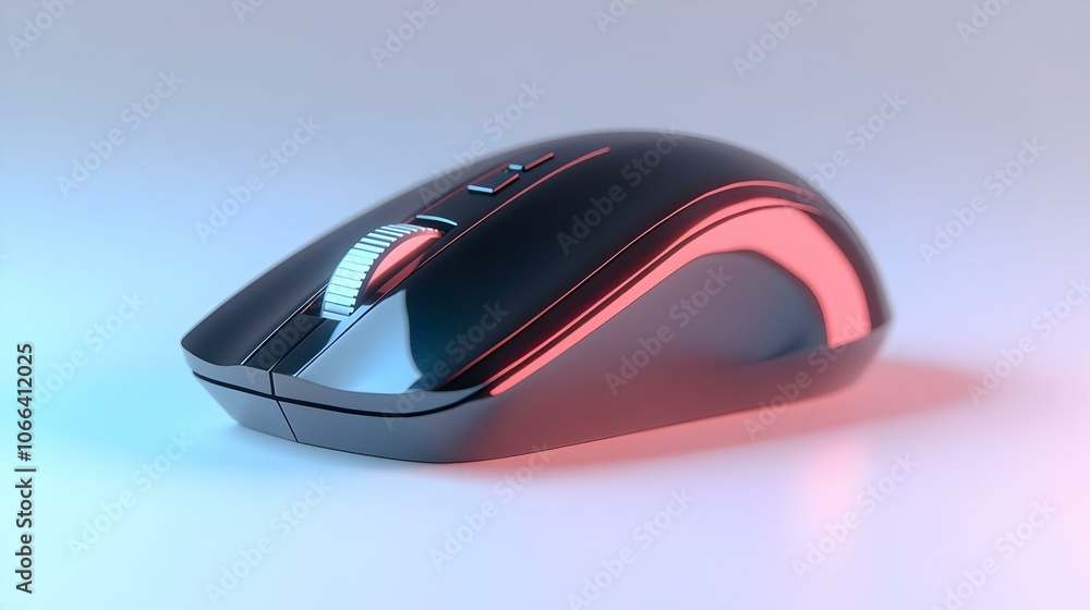 3D Glossy Wireless Mouse on Plain Desk Surface, Ample Copy Space for Remote Work Technology, Focused Stationary Camera Shot, Modern Office Ergonomics Icon with Isolated White Background 3D Glossy Wireless Mouse on Plain Desk Surface, Ample Copy Space for Remote Work Technology, Focused Stationary Camera Shot, Modern Office Ergonomics Icon with Isolated White Background