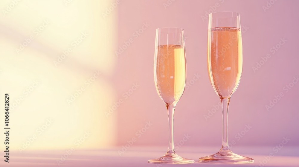 Happy new year celebration background concept made from champagne and glasses on pastel background. Happy new year celebration background concept made from champagne and glasses on pastel background.