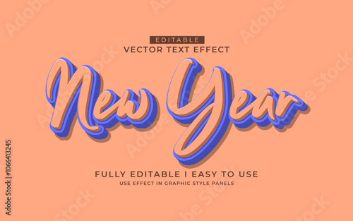 3d editable happy new year 2025 text effect graphic style template