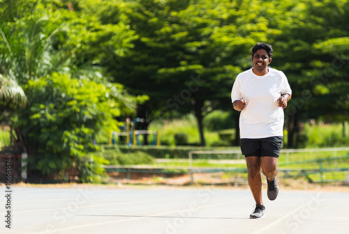 Asian young lifestyle athlete sport runner black man wear feet shoe active running training at the outdoor on the treadmill line road, healthy exercise workout