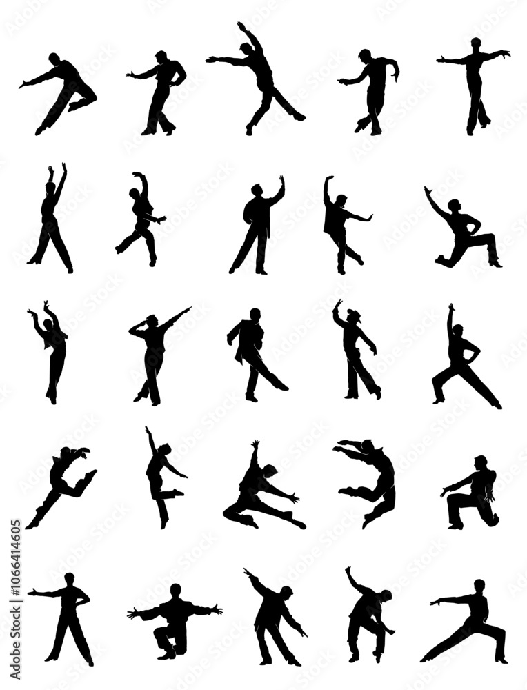 Collection of Dynamic Dance Silhouettes in Motion Collection of Dynamic Dance Silhouettes in Motion