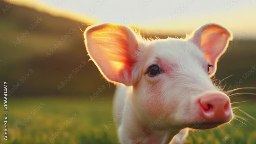pig cute newborn on green grass ground. generative ai pig cute newborn on green grass ground. generative ai