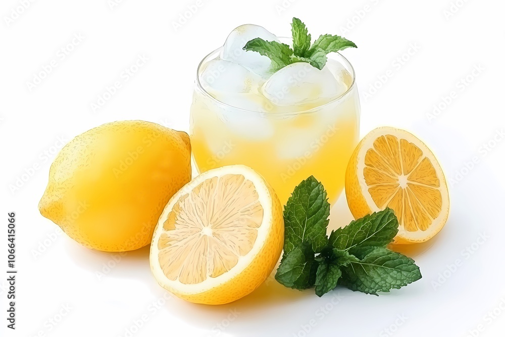 Vibrant Lemonade with Mint and Ice Refreshment Vibrant Lemonade with Mint and Ice Refreshment
