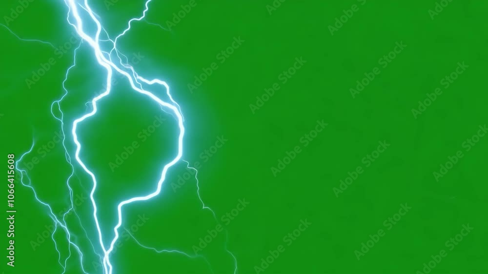 Multiple lightning bolts on vibrant green background, showcasing powerful energy and electric force in bold digital art style.
