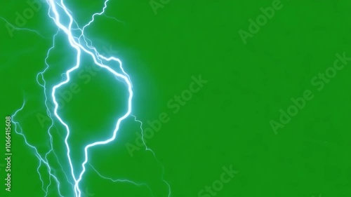 Wallpaper Mural Multiple lightning bolts on vibrant green background, showcasing powerful energy and electric force in bold digital art style. Torontodigital.ca