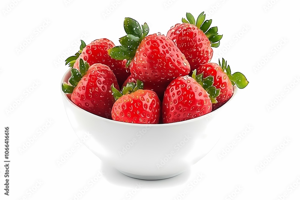 Fresh Strawberries in White Bowl with Water Droplets Fresh Strawberries in White Bowl with Water Droplets