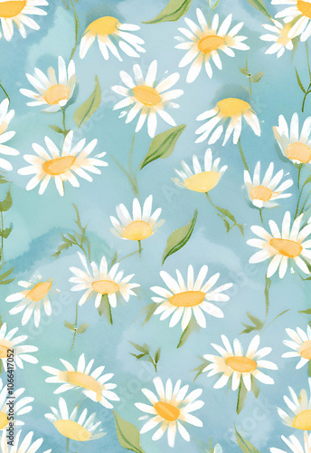 Hand-Painted Daisies Seamless Wallpaper